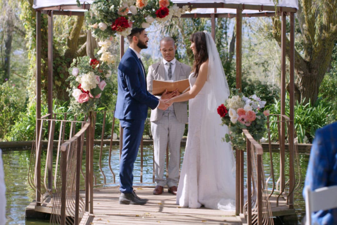 Ordained minister officiating beautiful wedding for friends