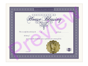 Certificate of Home Blessing