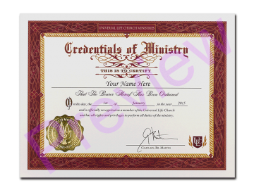 Credential of Ordination