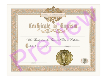 Holy Certificate of Baptism