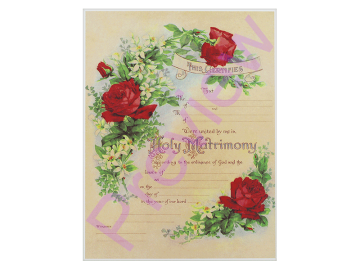 Vintage Rose Marriage Certificate
