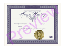 Certificate of Home Blessing