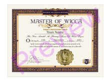 Related product: Honorary Master of Wicca Degree