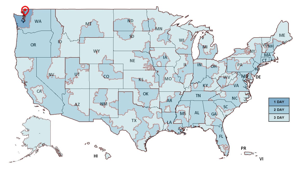 Mail orders shipping map